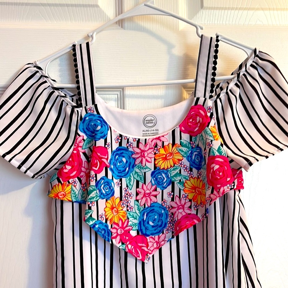 EUC Girls Size xl 14/16 off Shoulder Dress wonder nation